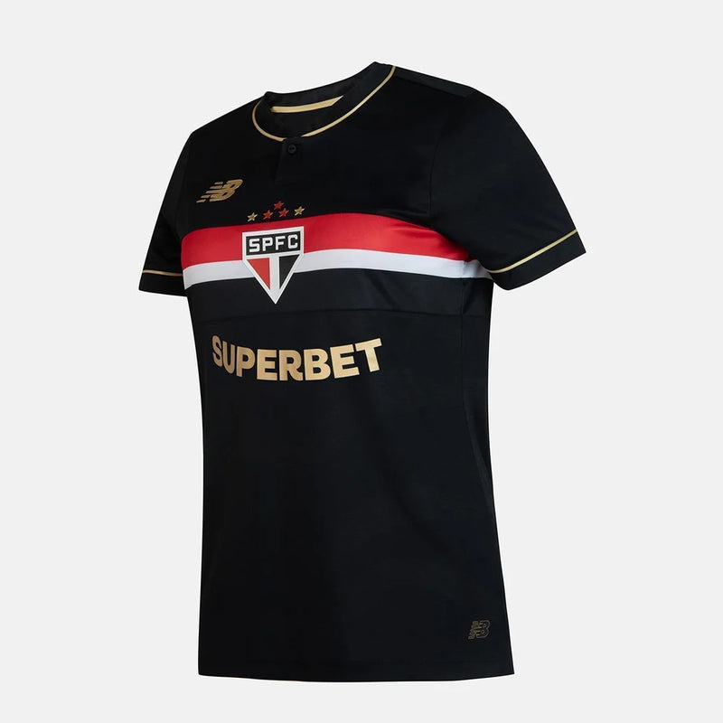 Camisa Jogador Comemorativa Spfc 2025 Feminina - Preto+Vermelho