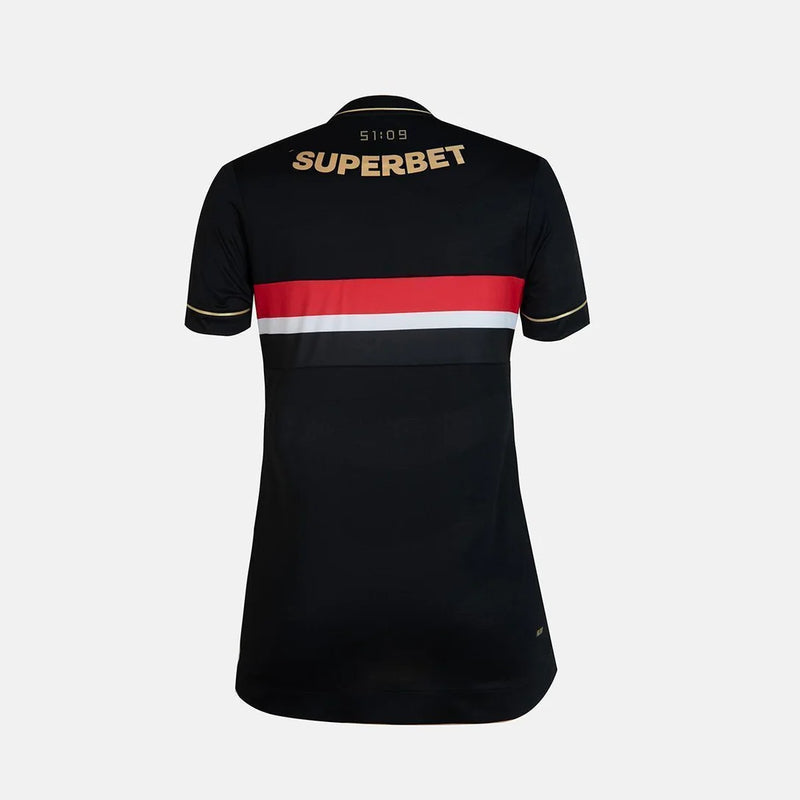 Camisa Jogador Comemorativa Spfc 2025 Feminina - Preto+Vermelho